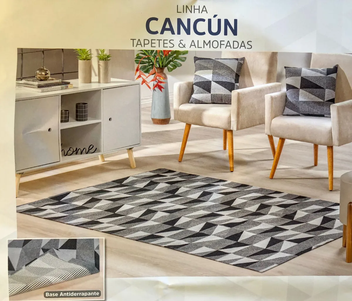 Tapete Cancun Geometrico 200x140 com 4 Almofadas J Serrano — Padrão Geométrico Sortido