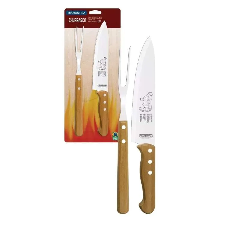 Jogo Trinchante para Churrasco Inox 2Pcs Naturale Tramontina — Jogo Trinchante Inox 2Pçs - Naturalle