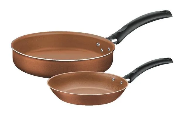 Jogo de Frigideiras Aluminio Turim 2 Pecas Bronze Tramontina — Jogo Frigideiras 2Pçc Turim Bronze