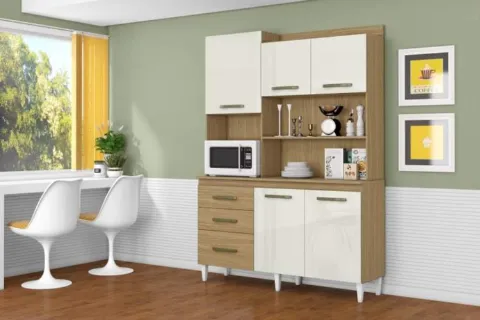 Kit Cozinha Mila 5P3G Atacama.Off White Aramoveis