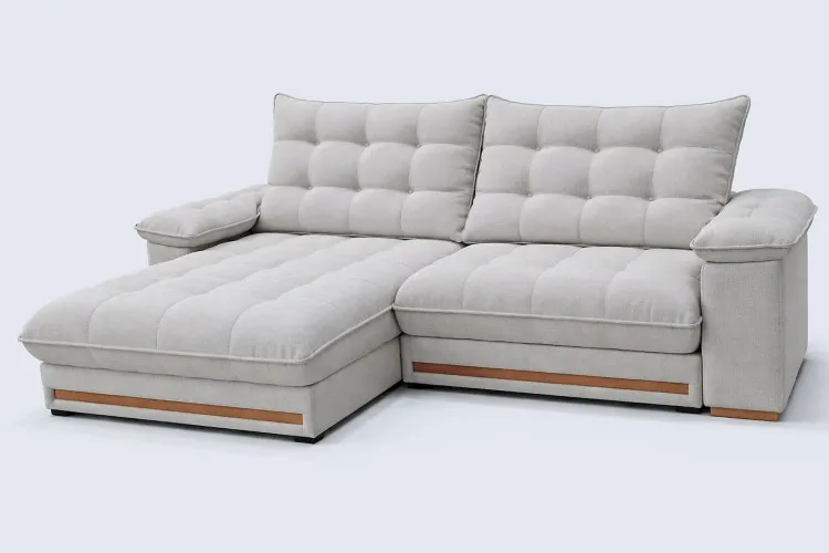 Estofado Retratil Reclinavel Barcelona 230 2x90 mais Braco 25cm Linho Bege 01 Idealle — Linho Gelo