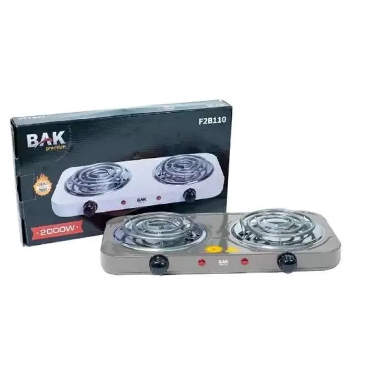 Fogareiro Eletrico Bak 2 Bocas 127v 1000W Cores Sortidas Bak — Fogareiro Eletrico 2 Bocas - Cores Sortidas