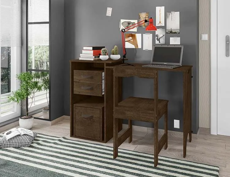 Mesa Office com Cadeira F128 Framar — Malbec