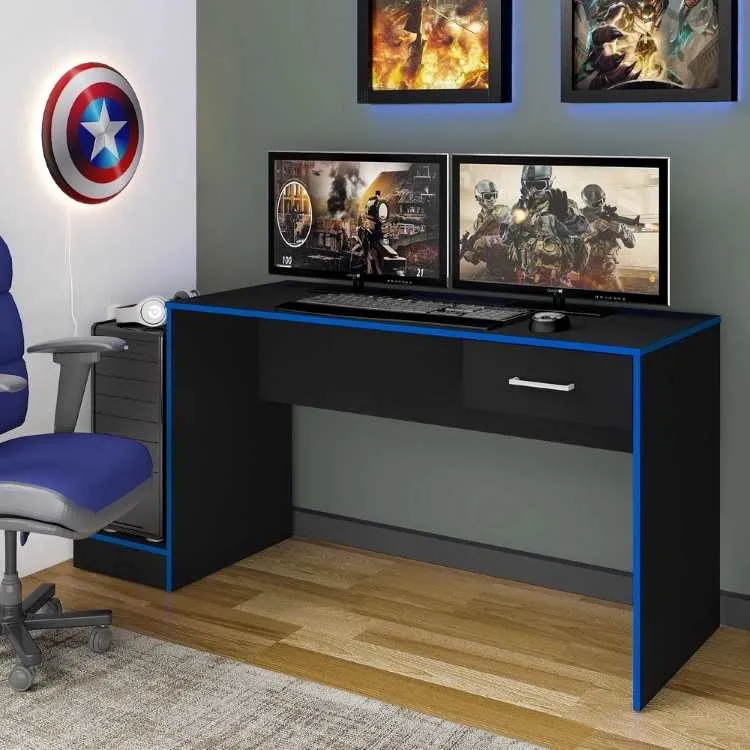 Escrivaninha Gamer Preto.Azul Artely — Preto/Azul