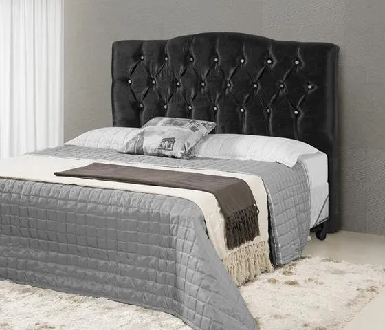 Cabeceira Casal Qebec 140 SR Cabec — Veludo Suede - Preto
