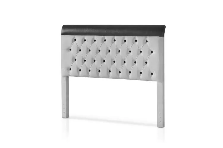 Cabeceira Solteiro Capri 90 Corino Branco SR Cabec — Corino - Branco/Preto