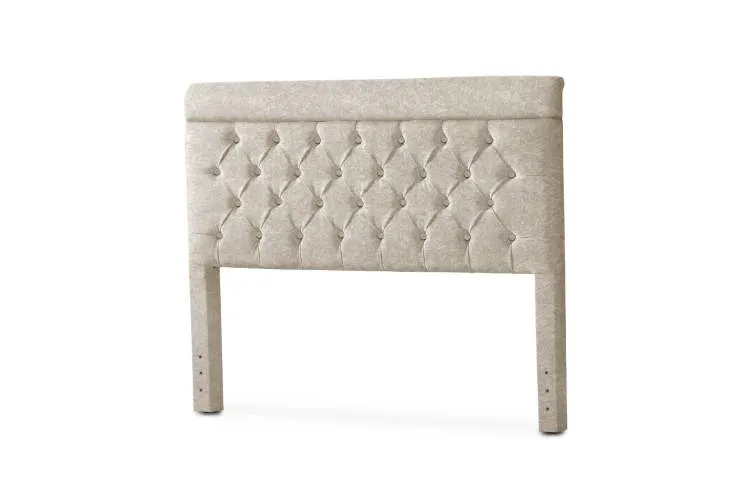 Cabeceira Solteiro Capri 90 Corino Branco SR Cabec — Veludo Suede - Bege