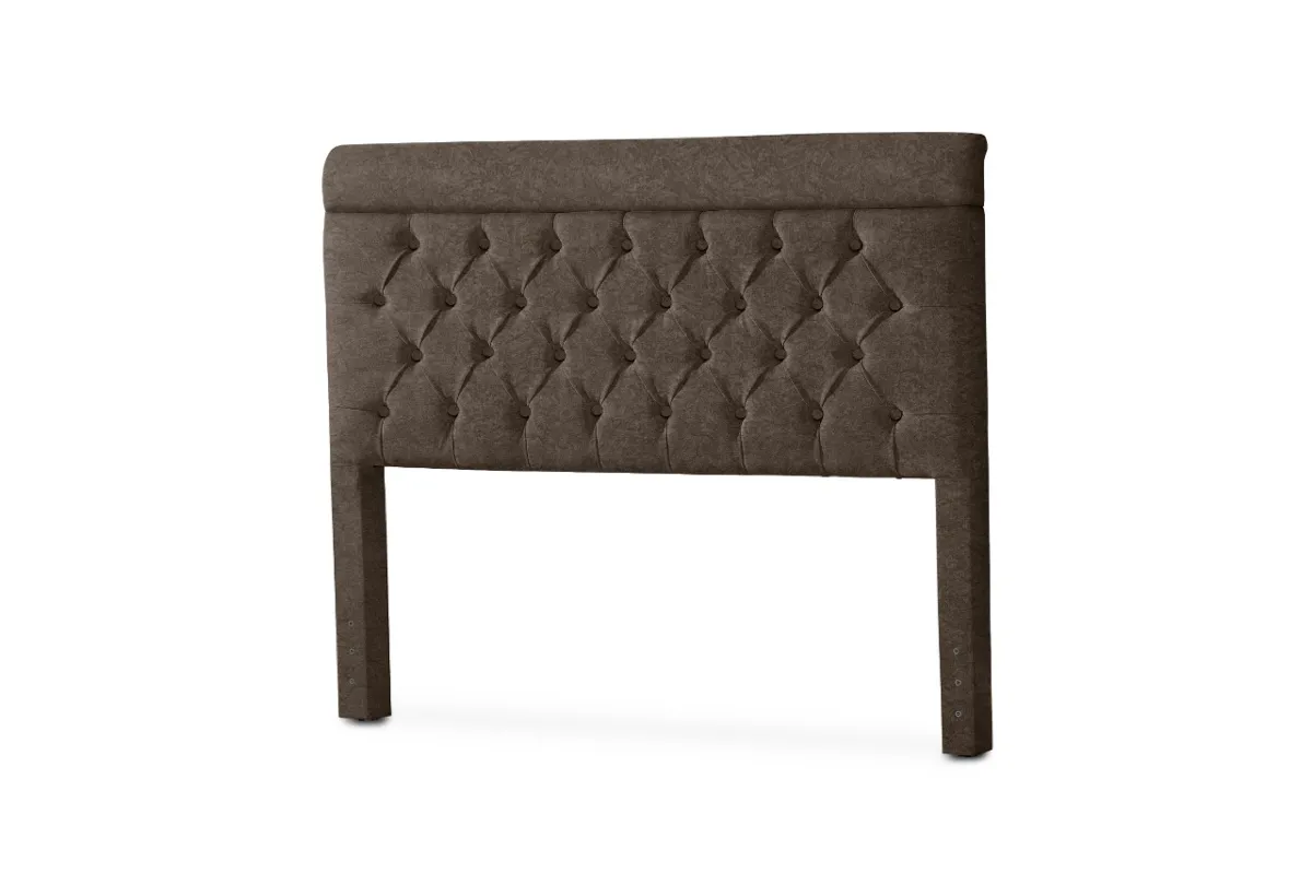 Cabeceira Solteirao Capri 110 Corino Branco SR Cabec — Veludo Suede - Marrom