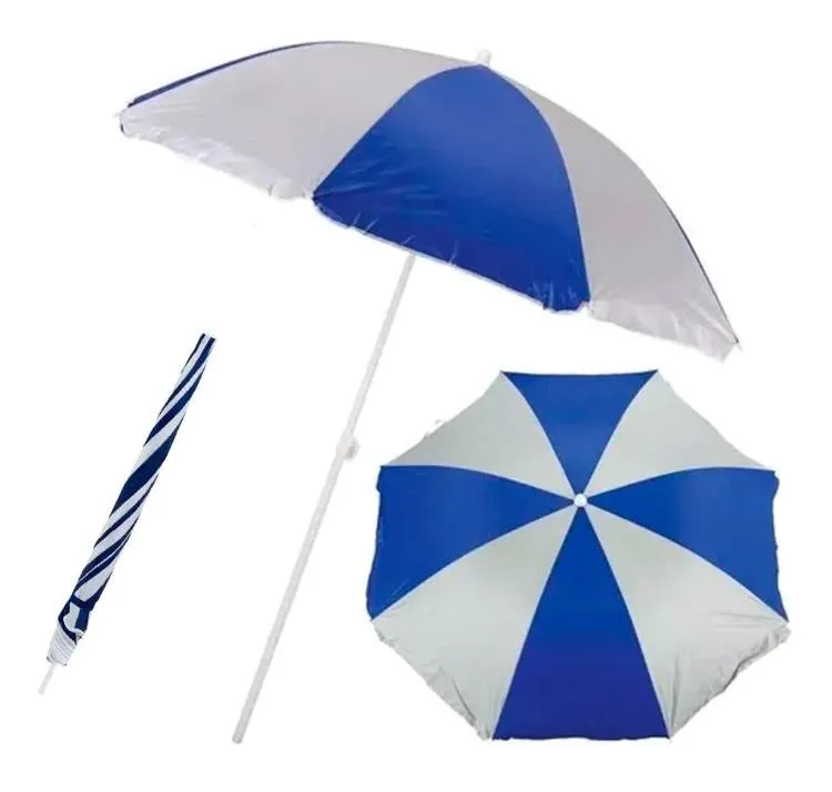 Guarda Sol Poliester 180 Azul.Prata Mor — Guarda Sol 180 - Azul/Prata
