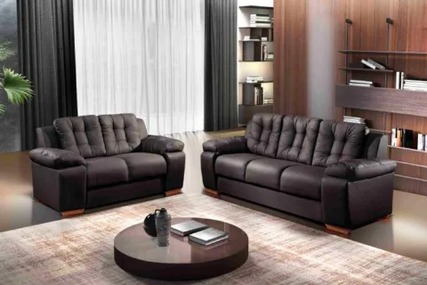 Conj Estofado 240 2x3Lgs Courvin Amsterda Preto Rondomoveis