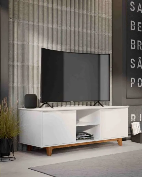 Rack Bancada Flow Branco EJ Moveis