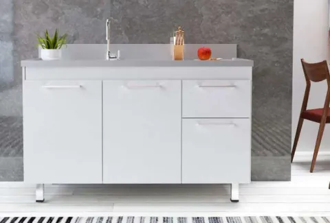 Gabinete Kaus 114 para Pia 3P1G Branco.Branco Cerocha