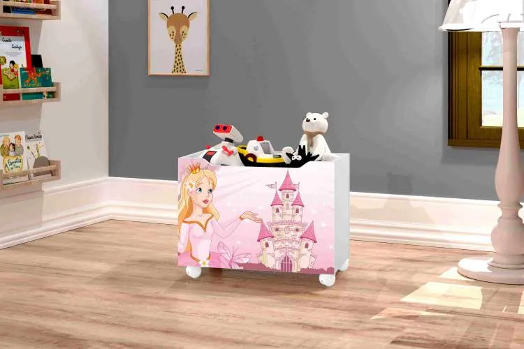 Caixa para Brinquedos Lara Princesa Branco.Rosa J&A Moveis — Caixa  Brinquedos Lara Princesa - BrancoRosa