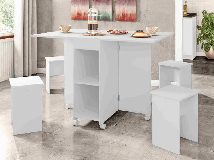 Mesa Dobravel Paris Lacca Zanzini Moveis — Branco