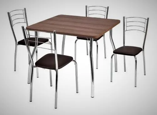 Mesa Catia 90x90 4Cds Renata 110.176 Nogueira Marrom Fil Tub — Nogueira/Marrom