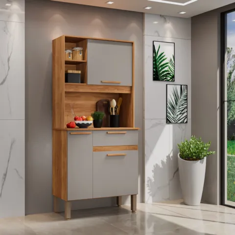 Kit Cozinha Lia 3P1G Cinamomo.Off White Salleto