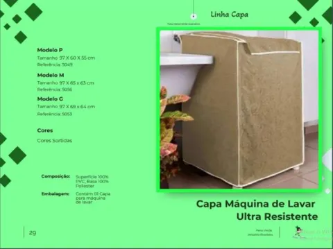Capa Maquina de Lavar Ultraresistente Tam G Pena Verde