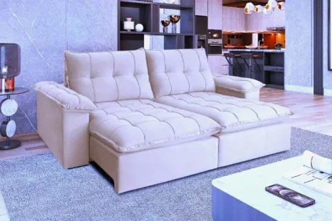 Estofado Retratil Reclinavel Iriri 190 2x70 Linho Bege 01 Idealle