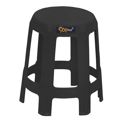 Banqueta Plastica Redonda Guaxuma 6 Pes SolPlast — Branco