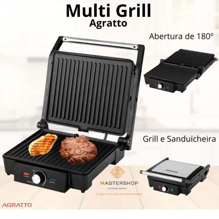 Multi Grill Mr Cheff AGRL01I 01 Inox 180 Graus 1500W 127V Agratto — Multi Grill Mir Cheff - Inox
