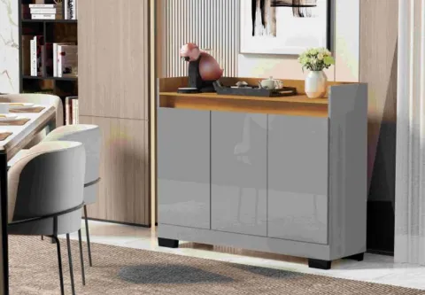 Buffet Real 3P Cinza Onix.Mel Primus