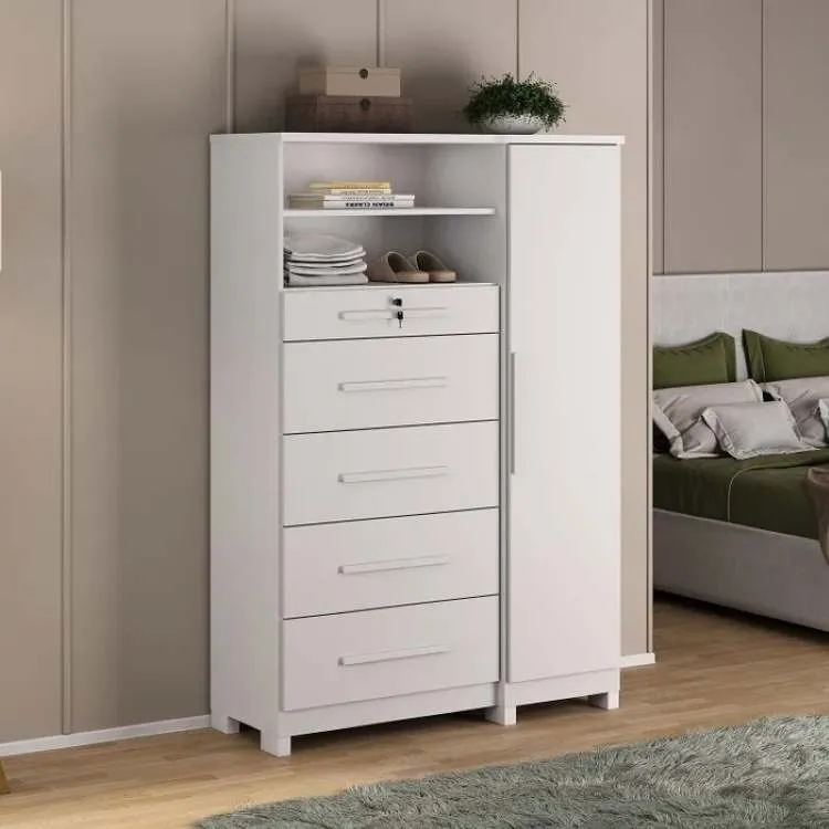Comoda Sapateira Imperial 5G1P Zanzini — Branco Absoluto