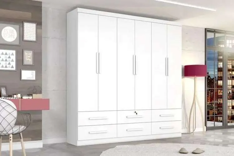 Roupeiro Maximus Plus 6P6G Zanzini Moveis — Branco Absoluto