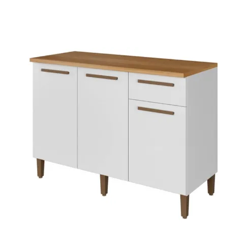 Balcao Imperial 120 3P1G Branco Arte Moveis