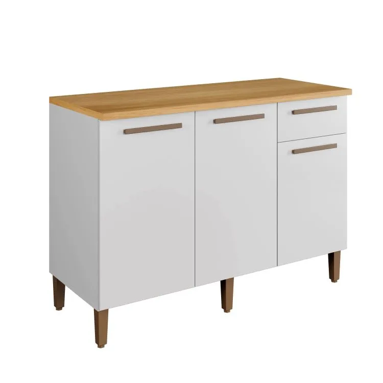Balcao Titanium 104 3P1G Branco Arte Moveis — Balcão Titanium - Branco
