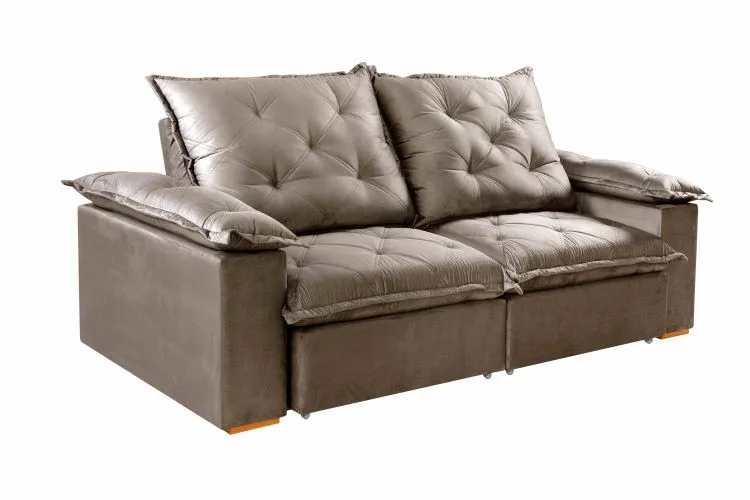 Estofado Retratil Reclinavel Leblon 250 2x100 Molas Ensacadas Velduo Inca Cru 818 Evidence — Veludo Inca - Cru 818