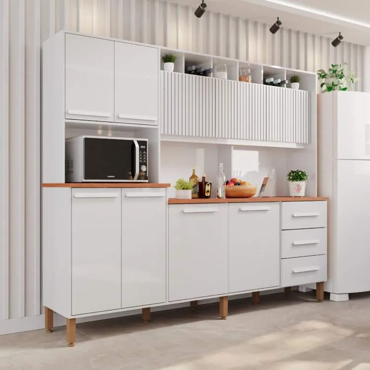 Kit Cozinha Angelina Prime Frisada 9P3G Imop — Branco