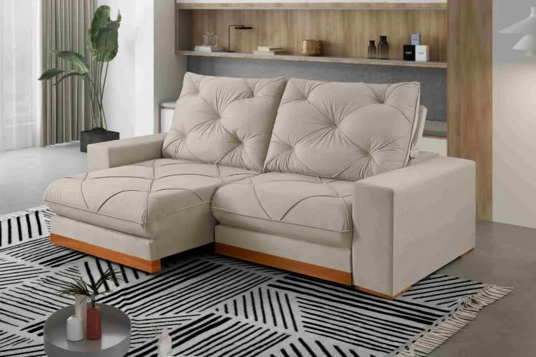 Estofado Retratil Reclinavel Buzios 290 2x120 Brc 25cm Veludo Inca Azul 24 Idealle — Veludo Inca - Bege Claro 02