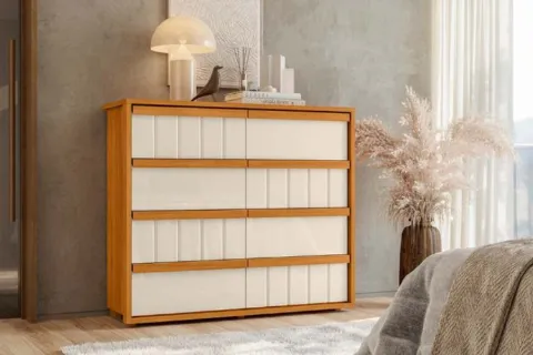 Comoda Tarsila 8G Cinamomo.Off White Madetec