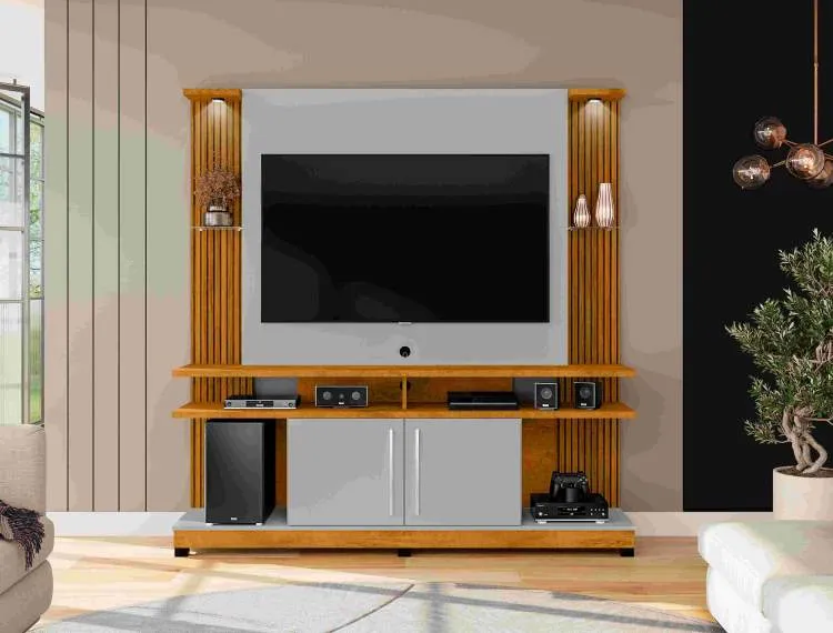 Home York LED 180 Naturale Efeito 3D Ripado.Off White Bechara Moveis — Natuarale Ripado 3D/Off White