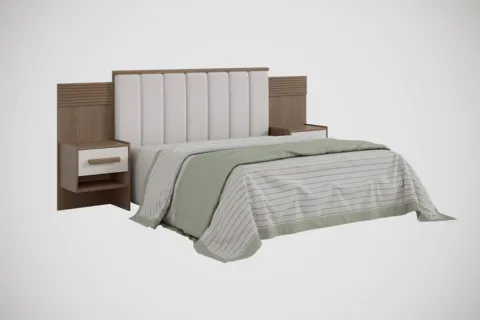 Cabeceira Casal Iris 140 Castanho.Off White com Detalhe Ripado D Doro