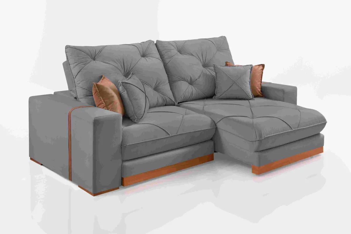 Estofado Retratil Reclinavel Geriba 250 2x100 Brc 25cm Veludo Inca Grafite 10 Idealle — Veludo Inca Grafite 10