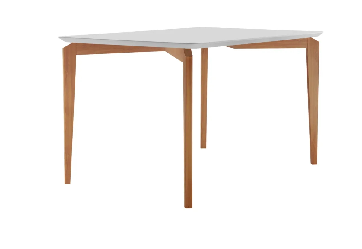 Mesa Roma 120x80 Base Roma e Tampo MDF 18mm.Vidro Canela.Off White Sala Vip Moveis — Mesa Roma 160x80 - Canela/Off White