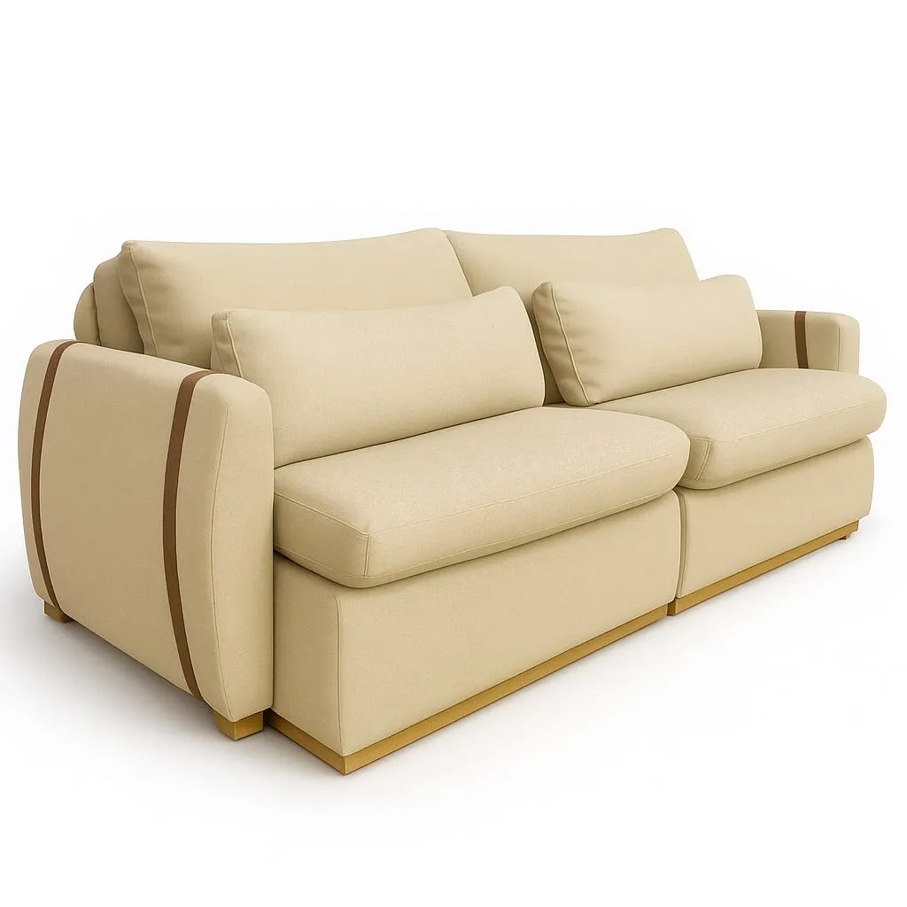 Sofa Cama Retratil Reclinavel Zeus/Theo 230 2x100 + Braco 15cm Linho Azul Marinho 16 Idealle — Linho Bege