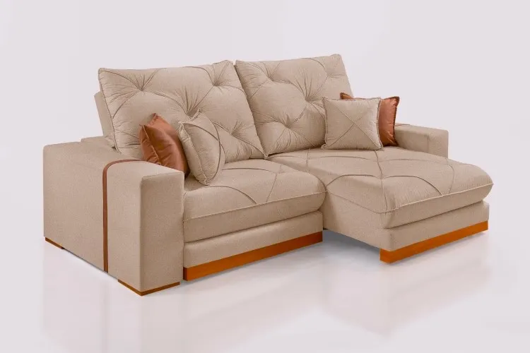 Estofado Retratil Reclinavel Geriba 230 2x90 mais Braco 25cm Veludo Inca Cru 01 Idealle — Linho Bege 01