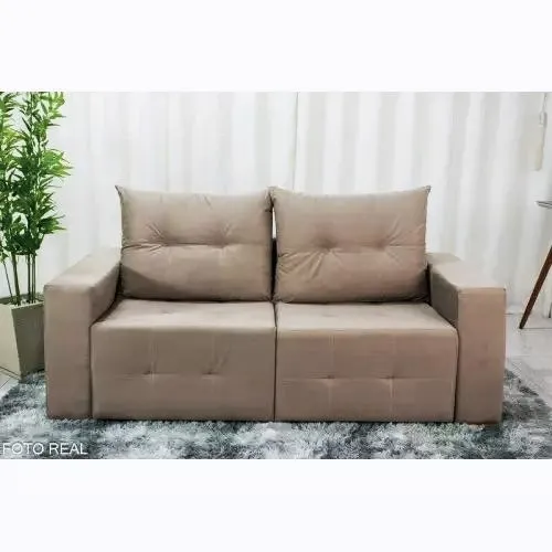 Estofado Retratil Havai 180 2x90 Veludo 01 Bege Claro Bia Estofados — Vel 02 Bege Escuro Capuc