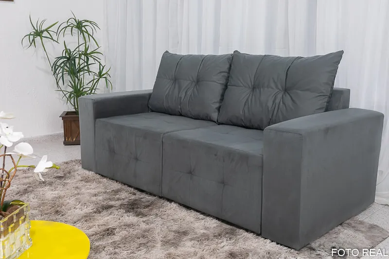 Estofado Retratil Havai 180 2x90 Veludo 01 Bege Claro Bia Estofados — Veludo Cinza
