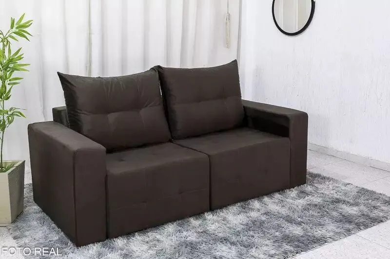 Estofado Retratil Havai 180 2x90 Veludo 01 Bege Claro Bia Estofados — Veludo Marrom