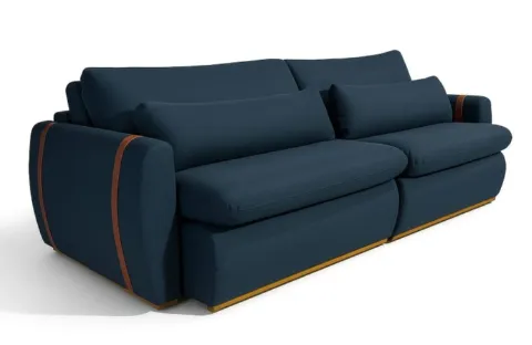 Sofa Cama Retratil Reclinavel Zeus/Theo 230 2x100 + Braco 15cm Linho Azul Marinho 16 Idealle