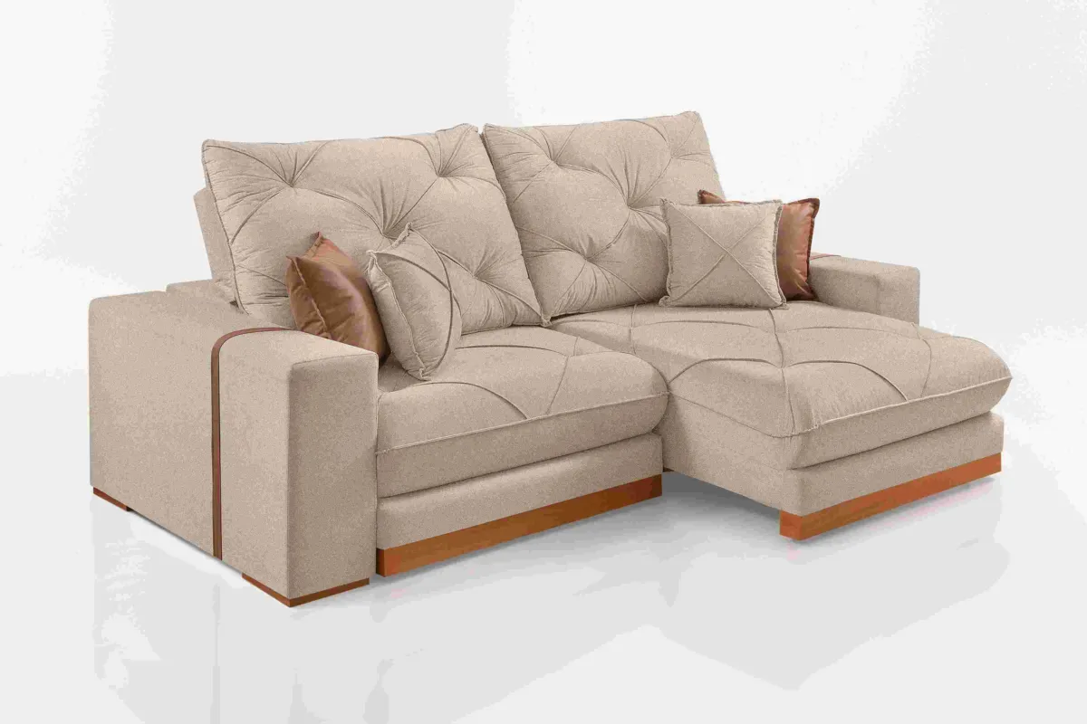 Estofado Retratil Reclinavel Geriba 290 2x120 + Braco 25cm Linho Bege 01 Idealle — Linho Bege 01