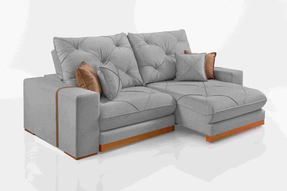 Estofado Retratil Reclinavel Geriba 290 2x120 + Braco 25cm Linho Bege 01 Idealle — Linho Gelo