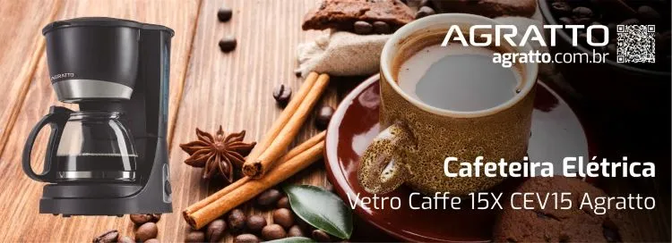 Cafeteira Eletrica Vetro Coffe 15 Xicaras CEV15 01 127v Agratto — Cafeteira Vetro 15 Xícaras