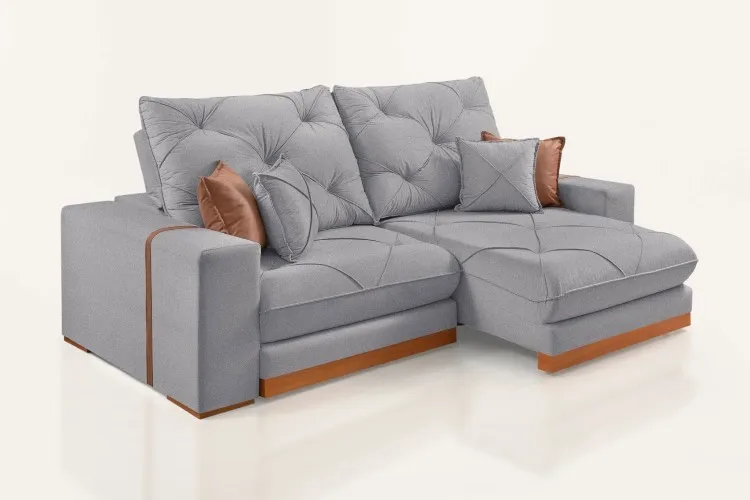 Estofado Retratil Reclinavel Geriba 210 2x80 com 25cm Braco Veludo Inca Azul 24 Idealle — Linho Gelo