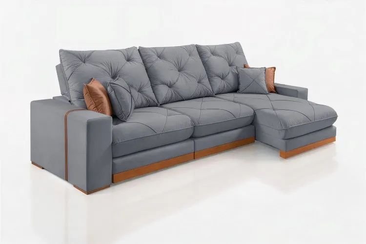 Estofado Retratil Reclinavel Geriba 320 3x90 + Braco 25cm Veludo Inca Preto 13 Idealle — Veludo Grafite 10