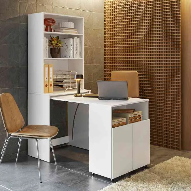 Mesa Duo com Tampo de Mesa Retratil Modo Escritorio Visualizacao Aberto Kits Parana — Visualização Aberto