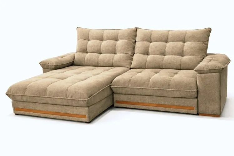 Estofado Retratil Reclinavel Barcelona 250 2x100 mais Braco 25cm Linho Bege 01 Idealle — Linho Bege 01